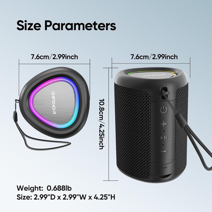 Powerful HD Sound, Dynamic Lights, 15H Playtime, BT 5.3, TWS Pairing, IPX5 Beach|Camping|Pool Accessories, Halloween Music Portable Bluetooth Speaker Gift Ideas: Outdoor Travel Essentials Waterproof B0CX1FRR27