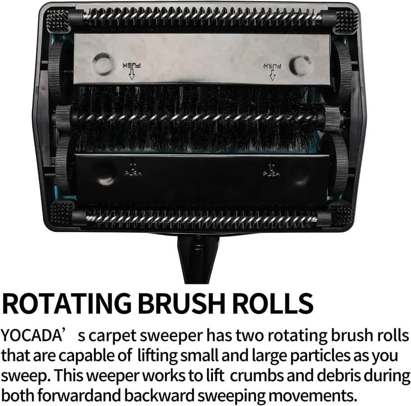 Yocada Carpet Sweeper Cleaner for Home Office Low&Undercoat Carpets Rugs Pet Hair Dust Scraps Paper Small Rubbish Cleaning with a Brush Blue