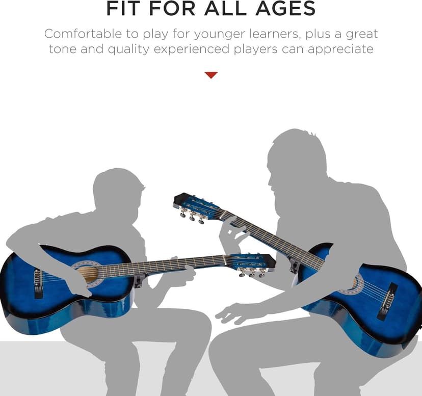 Best Choice Products 38in Beginner All Wood Acoustic Guitar Starter Kit w/Gig Bag, 6 Picks, Nylon Strings, Strap w/Pick Holder - Blue