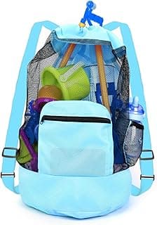 Beach toy bag，mesh backpack for beach，Beach Vacation Essentials,Shell Collecting Bag Shelling Tools,Beach Must Haves Sand Box Toys Seashell Bags（1PCS blue）