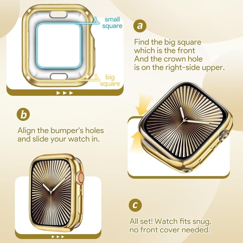 JR.DM 40mm Soft Flexible TPU Case Compatible for Apple Watch Series 6/5/4/SE Touchable Screen Lightweight Anti-Scratch All-Around Protector Thin Guard Shockproof Cover Shiny Bumper for iWatch, Gold