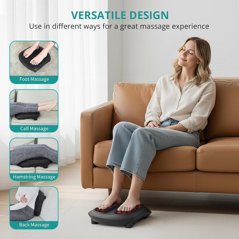 Shiatsu Heated Electric Kneading Foot Massager Machine for Plantar Fasciitis, Built-in Infrared Heat Function and Power Cord Nekteck Foot Massager with Heat, HSA Eligible FSA Massage Tools Gifts B06WGP2CVL