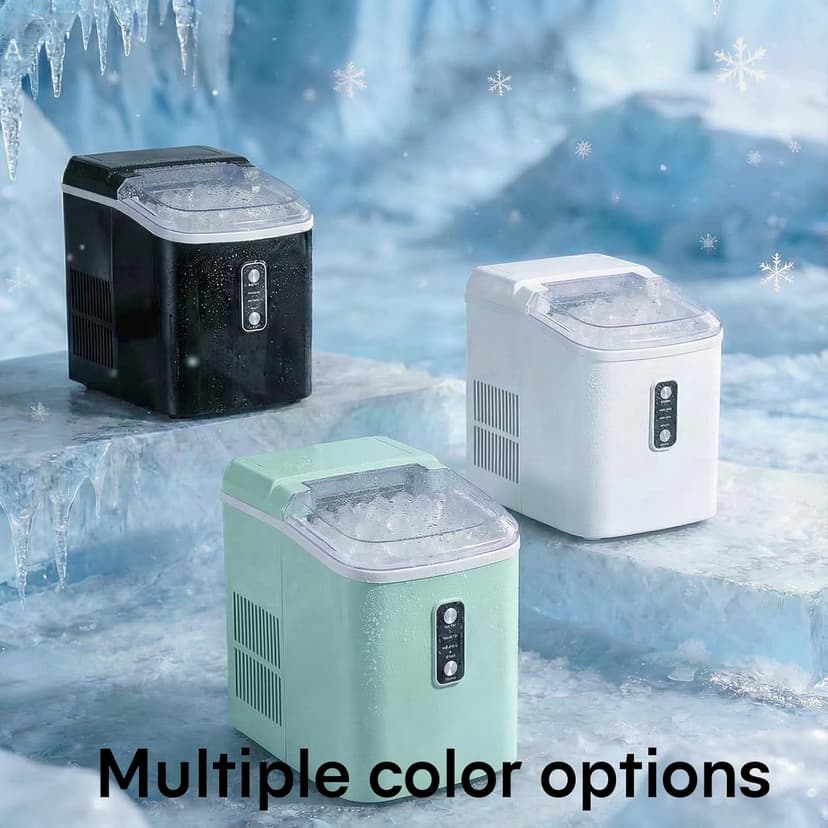 NEWBULIG Nugget Ice Makers Countertop, Portable Nugget Ice Machine, Ready in 6 Mins, 24lbs in 24Hrs, Auto-Cleaning, with Basket and Scoop, for Home, Kitchen, RV, Camping, Black