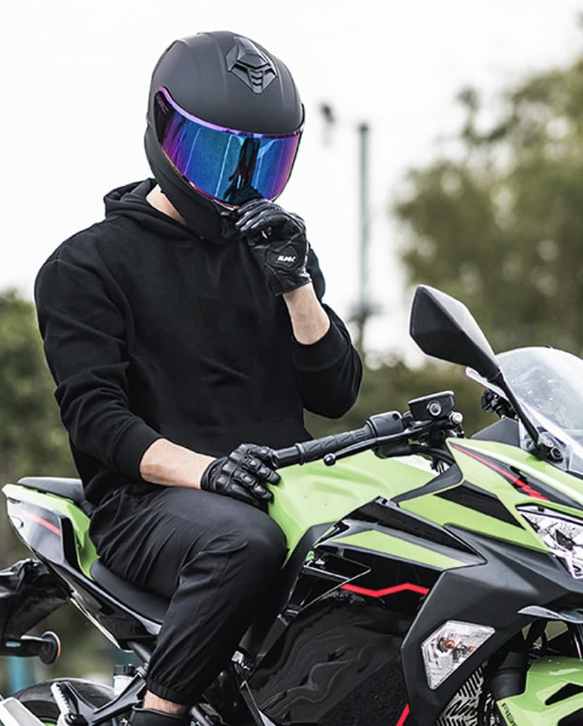 Motorcycle Helmets for Adult Men Women, Full Face Lightweight Street Bike Racing DOT Helmet with Extra Clear Visor Model AU-T801