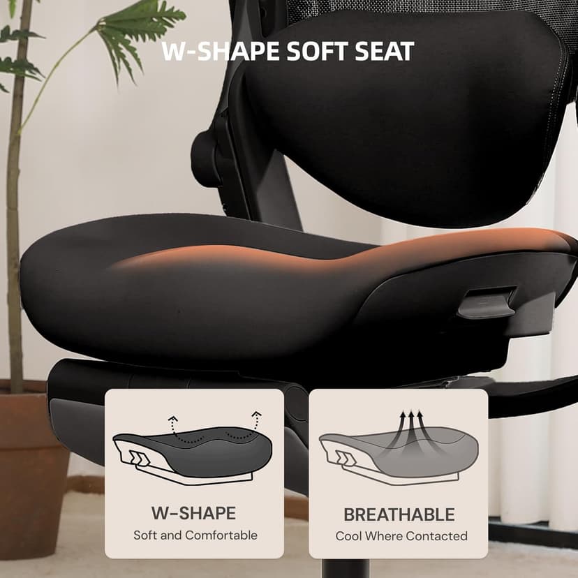 CabLady S2 Petite Office Chair for Women & Small Frames - 330lb Capacity, 4D Adjustable Lumbar/Headrest, Flip-Up Arms & Footrest, Ergonomic Desk Chair