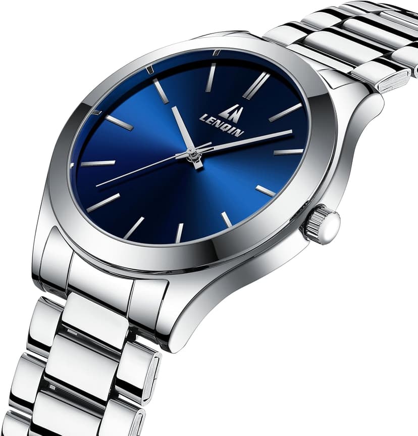 LN LENQIN Mens Watches Waterproof Stainless Steel Watch for Men Analog Quartz Fashion Business Designer Wristwatch