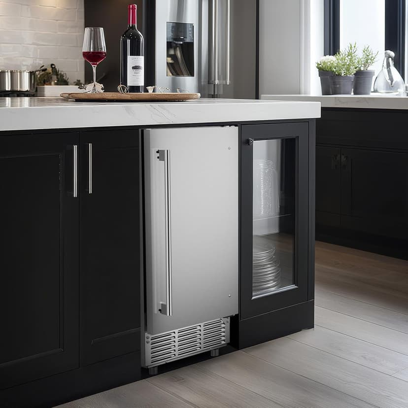 Mojgar ETL Approval Commercial Under Counter Ice Maker 100 Lbs/Day with 30 LBS Bin, 15" W Freestanding Built-in Ice Maker, Undercounter Ice Machine with Self Cleaning for Home/Bar/Restaurant，Silver