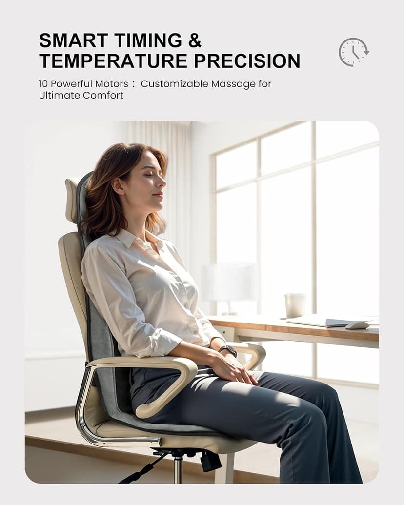 COMFIER Back Massager with Heat,Massage Chair Pad,Massage Seat Cushion with Adjustable Lumbar Support,Back Massage for Pain Relief,Chair Massager for Recliner,Father‘s Day Gift for Dad