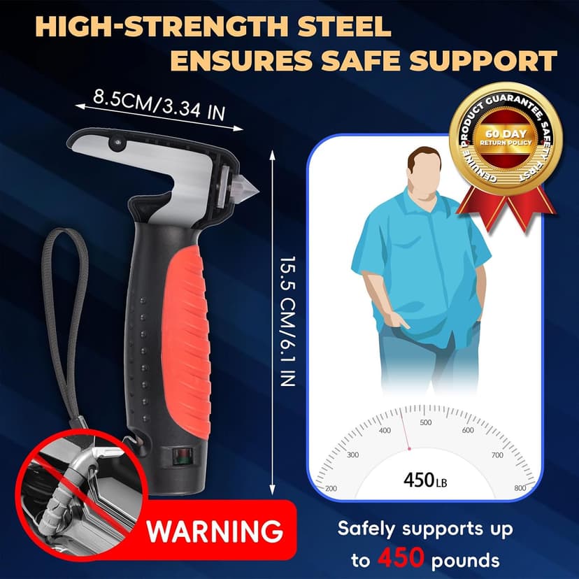 4 in 1 Car Handle Assist for Elderly Car Door Handle - Multifunction Car Transfer Aid - Help Elderly Get Out of Car, Auto Cane Portable Vehicle Support Handle for Seniors, Handicapped, Max 450 Pounds B0D6YV73LJ