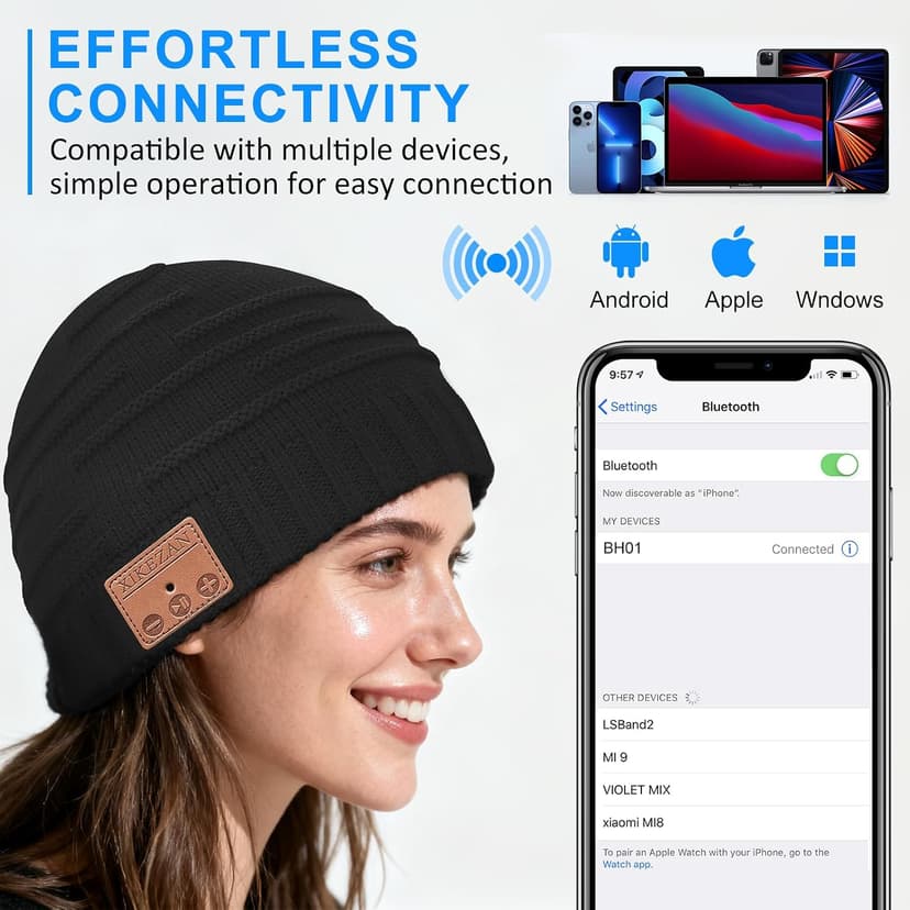 Bluetooth Beanie Hat,Unique Christmas Tech Gifts for Boyfriend Husband Him Men Women Teen Boys Girls Teenage Coworker Stocking Stuffers Secret Santa Best Friend Birthday Gifts B07FVK8KWW