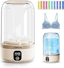 Portable Washing Machine, 7000mAh Rechargeable Wireless Washer with 10 PCS Clothespins Deep Cleans Baby Clothes Underwear Socks Delicates 1.5L Mini Washer for Travel Camping Dorm RV Apartment (Khaki)