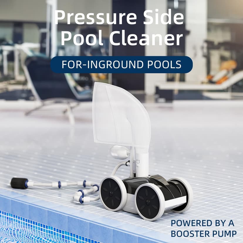 MAKHOON Upgrade Pool Pressure Side Sweeper – Professional Pool Cleaner for Efficient Swimming Pool Cleaning, Stable 4-Wheel Structure Design