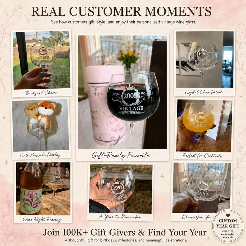 40TH Birthday Gifts for Her, Vintage 1985 40th Wine Glass, 40 Year Old Birthday Decorations For Women, Funny 40 Bday Gifts Idea For Women, Friends, Daughter, Sister Mom - Turning 40 Present