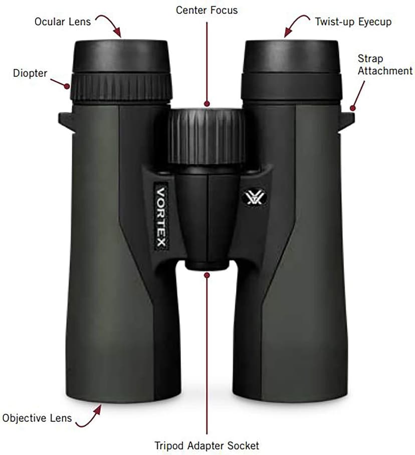 Vortex Optics Crossfire HD 10x42 Binoculars - HD Optical System, Tripod Adaptable, Rubber Armor, Waterproof, Fogproof, Shockproof, Included GlassPak - Unlimited, Unconditional Warranty