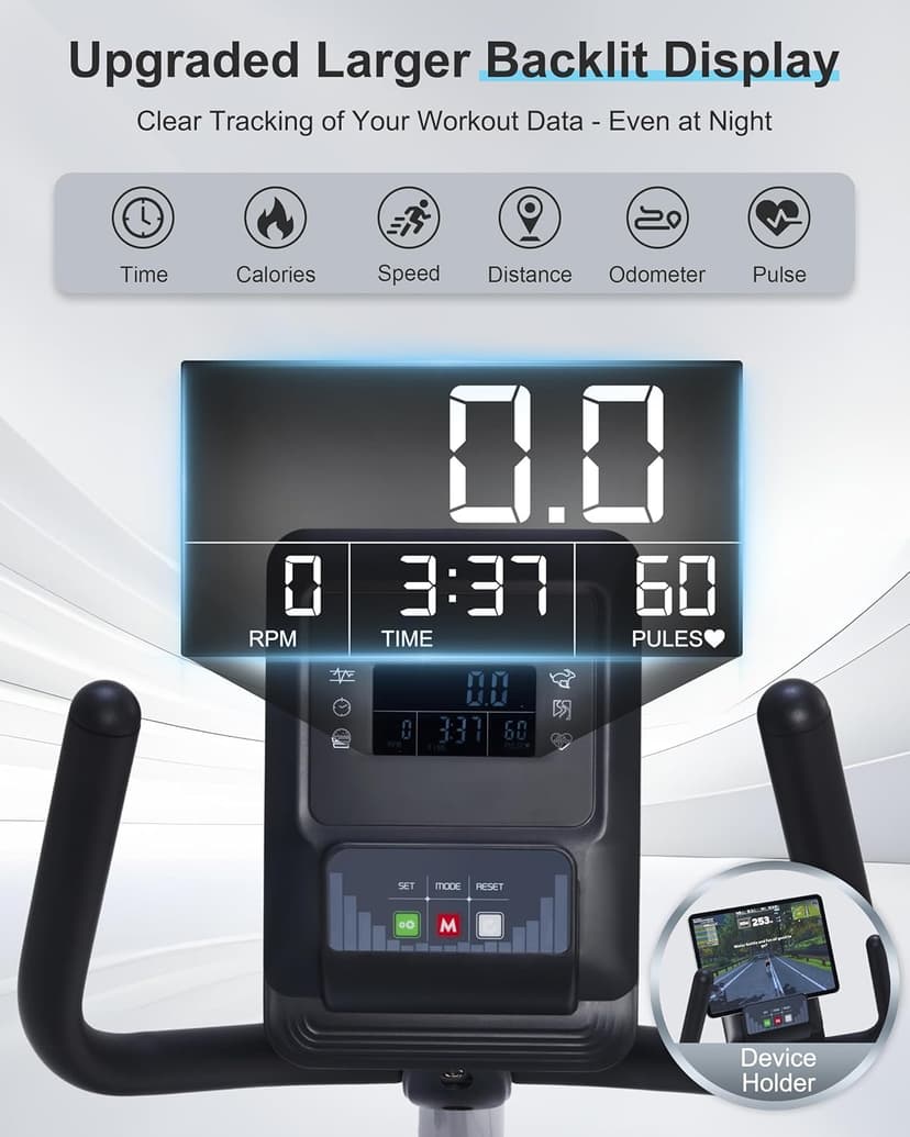 Recumbent Exercise Bike for Seniors - 400LB Weight Capacity Recumbent Bikes with Comfortable Seat, Pulse Sensor, 16-level Resistance, LCD Monitor