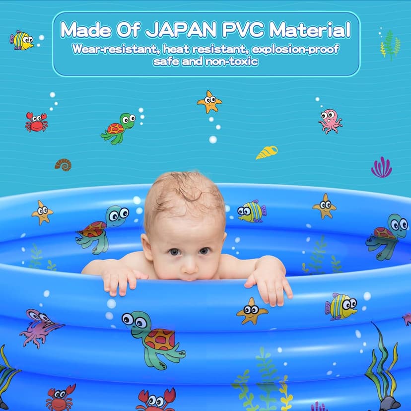 Garden Round Inflatable Baby Swimming Pool, Portable Inflatable Child/Children Little Pump Pool,Kiddie Paddling Pool Indoor&Outdoor Toddler Water Game Play Center for Kids/Girl/Boy