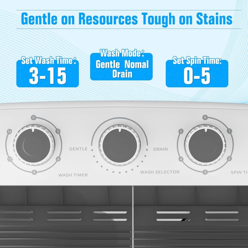 Superday Portable Washing Machine with Longer Hose, 16 Lbs Compact Mini Washer and Dryer Combo,Twin Tub Washing Machine Laundry Compact Washer spinner Combo for Apartments RVs and Dorms(Grey)