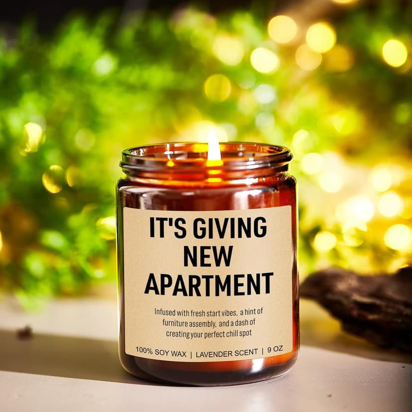 Funny Housewarming Candle, New Apartment Gifts, First Apartment, 1st Apt. Must Haves - Cute House Warming Gifts New Home for Men, Women, Couples - Closing Presents for Home Buyers - 9 oz