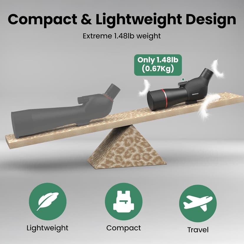 Spotting Scope 20-60x60mm - Waterproof IPX7 Spotter Scope with Phone Adapter and Tripod, Portable for Bird Watching Wildlife observing and Hiking, Black