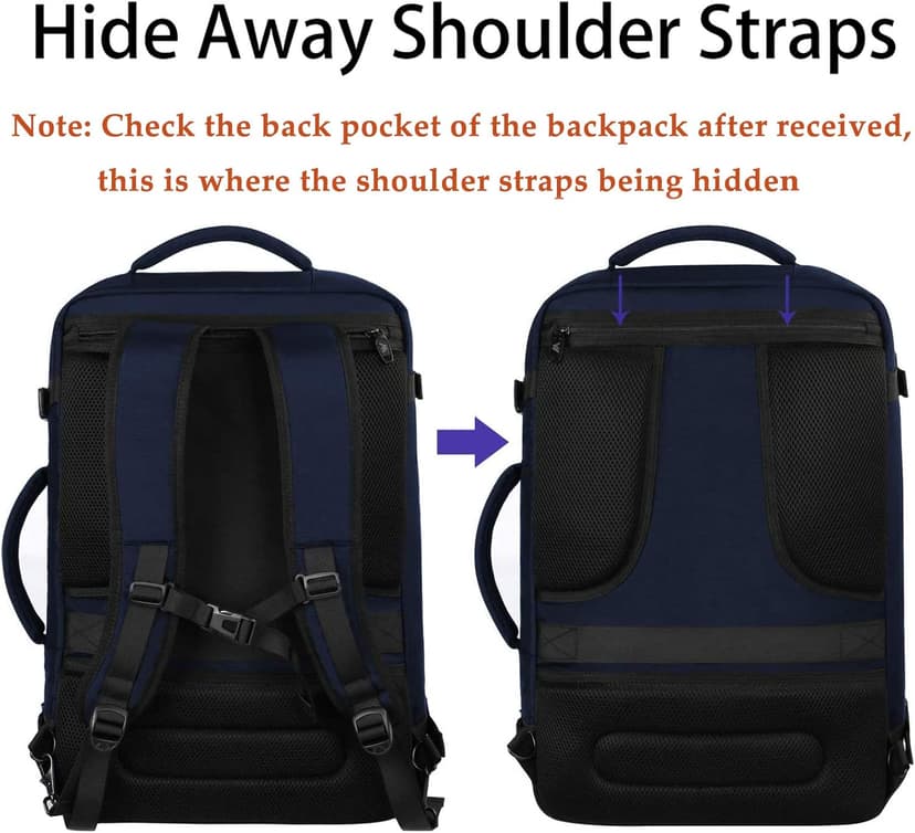 MATEIN Weekender Backpack, Large Capacity Travelling Suitcase Backpack with Strap for Clothes, Expandable Flight Approved Business Carry on Daypack for International Travel, Blue