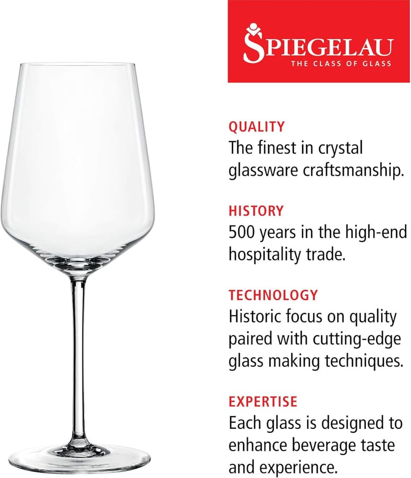 Spiegelau Style Crystal White Wine Glasses Gift Set, Elegant Stemmed Wine Glasses, Stylish Glassware for Dinner Party, Home Bar, Wedding Gifts, Birthday Gifts, Hosting Essentials, 15.5 oz, Set of 4