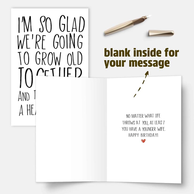Funny Birthday Card for Husband from Wife, Grow Old Together Humor Birthday Card Gift for Older Husband, Sarcastic Happy Bday Cards for Him Men Husband Hubby B0H146F7BP