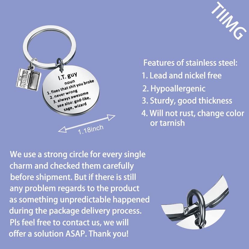 TIIMG Information Technology Guy Keychain Gift for Computer Repair Technician