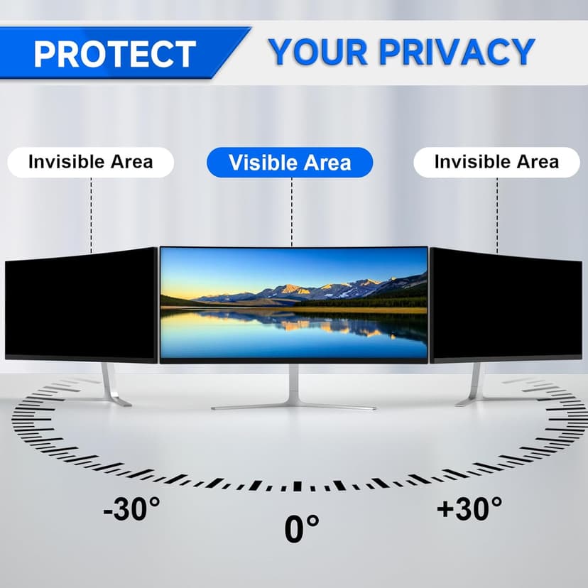 [2-Pack] Privacy Screen For Computer Monitor, 29-Inch 21:9 Aspect Ratio; Anti Spy/Bule Light/Glare And Eye Protection, 2 Install Ways Removable For Office, Airport, Cafe And Other Public Area; Diagonal 29 Inches, Width 26.66 Inches, Height 11.42 Inches
