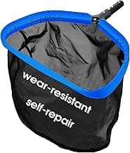 Upgraded Self-Repair Pool Net, Pool & Pond Cleaning Skimmer with Heavy Duty Nylon Net - Fine Mesh, Aluminum Frame, Deep Trash Bag for Above Ground & In-ground Pools, Leaf Skimmer Rake Net(No Pole)