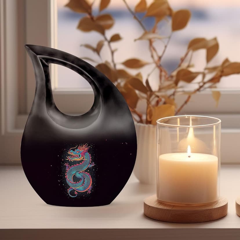 Blue Dragon Funeral Tiny Urn for Ashes Adult Male & Female, Drop Keepsake Cremation Burial Urns for Human Ashes, Handcrafted Memorial Gifts for Family, Home Décor Cremains Holder, 3 Inches B0FFT8NNWW