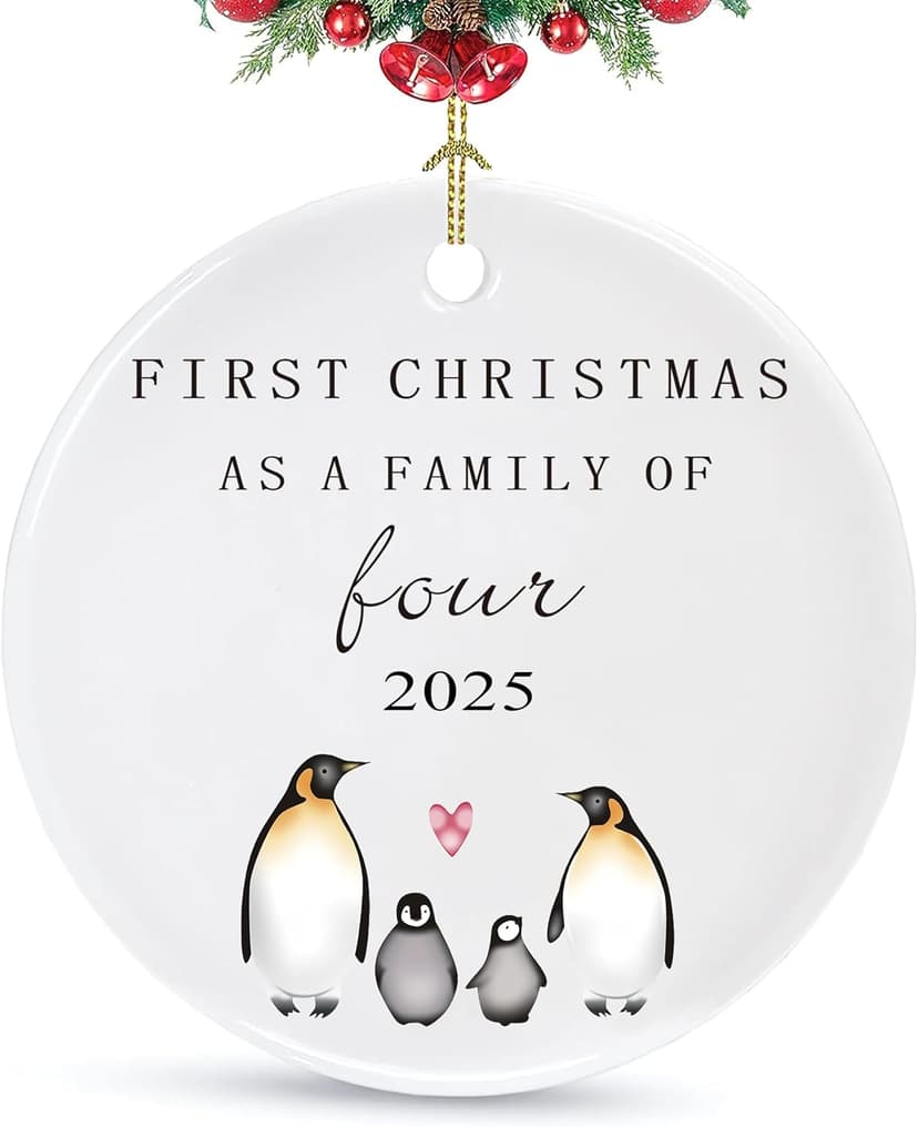 New Baby 2025 Christmas Ornament Gift-Christmas Tree Decor-First Christmas As a Family of Four-New Parents Gift-New Mom New Dad-Baby Present Shower Newborn-Second Child Present
