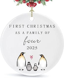 New Baby 2025 Christmas Ornament Gift-Christmas Tree Decor-First Christmas As a Family of Four-New Parents Gift-New Mom New Dad-Baby Present Shower Newborn-Second Child Present