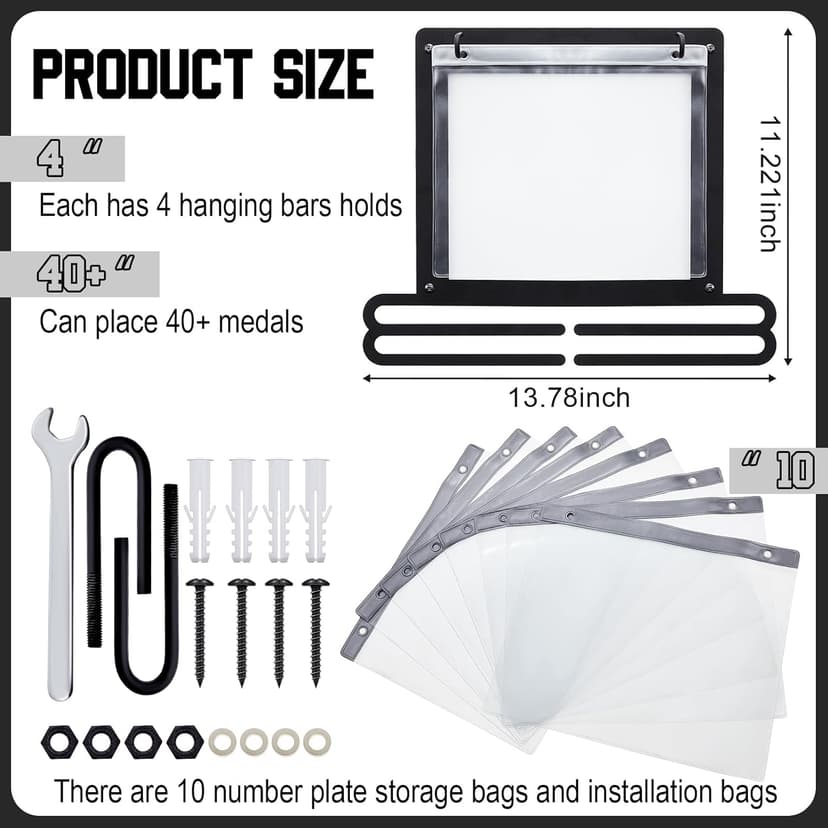 Moxweyeni Race Medal and Bib Display Medal Hanger Running Bib Holder Wall Mounted Hanging Rack Stands Gifts for Runners