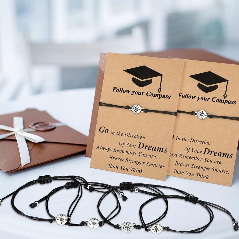 Sureio 10 Pcs 2026 Graduation Gifts Adjustable Compass Bracelets with Blessing Cards Class of 2026 Senior Night Gifts for College University Middle High School Student Grad Present B09P18KW1R