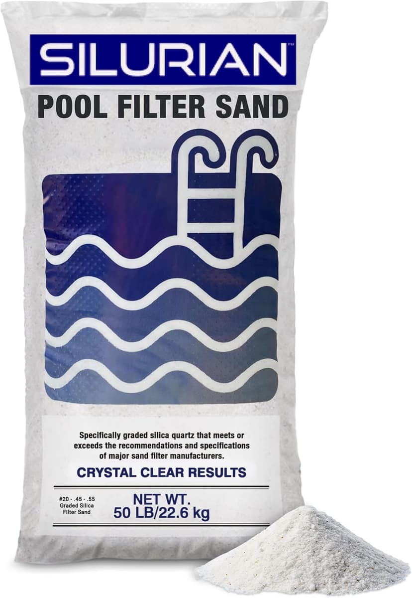 U.S Silica Silurian 20-Grade Silica Quartz Filter Sand for Pool Pump System, 50 lb Bag - White Filtration Media for Crystal Clear and Cleaner Water in Inground & Above Ground Swimming Pools