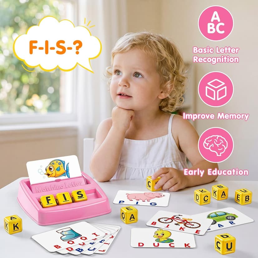 NARRIO Educational Toys for 3 4 5 Year Old Girl, Matching Letter Game Puzzles for Kids Ages 4-6, Preschool Learning Toys for Toddlers 2-4 Year Old Girl Gifts B08NXCK6MY