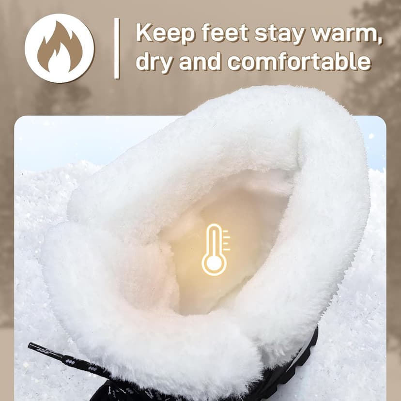 ziitop Womens Snow Boots Warm Fur Lined Winter Boots Anti Slip Ankle Boots Mid Calf Snowboots Waterproof and Cold-Resistant Outdoor Walking Shoes for Women Ladies Girls