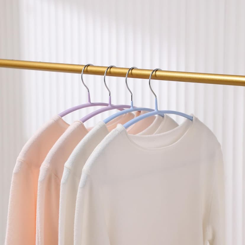 MOPALL Clothes Hangers 28 Pack, Non Slip PVC Coating Metal Sweater Hanger No Shoulder Bump, 16.5 inch Wide Heavy Duty Durable Adult Coat Hanging for Closet, Suit, Dress, Jacket, Pant, Shirt