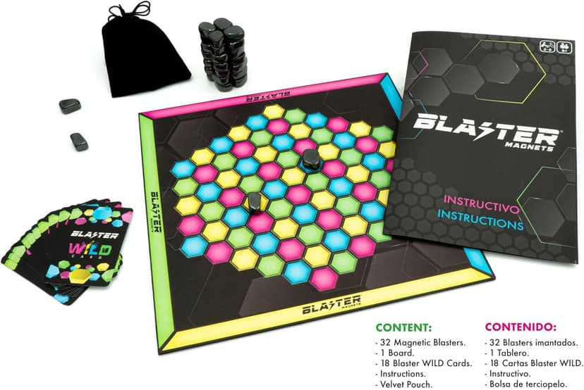 Board Game – an Incredible Magnet Game That Will Catch You! Magnetic Chess with 32 Magnetic Stones, Colorful Board, 18 Wild Cards, 2 to 8 Players. Parties, Strategy.