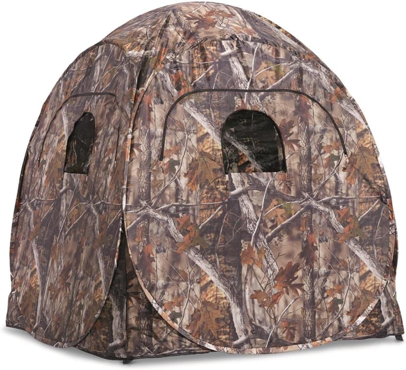 HuntRite Deluxe 4-Panel Spring Steel Hunting Blind; 2 Person Ground Tent for Deer and Turkey Season