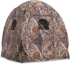 HuntRite Deluxe 4-Panel Spring Steel Hunting Blind; 2 Person Ground Tent for Deer and Turkey Season