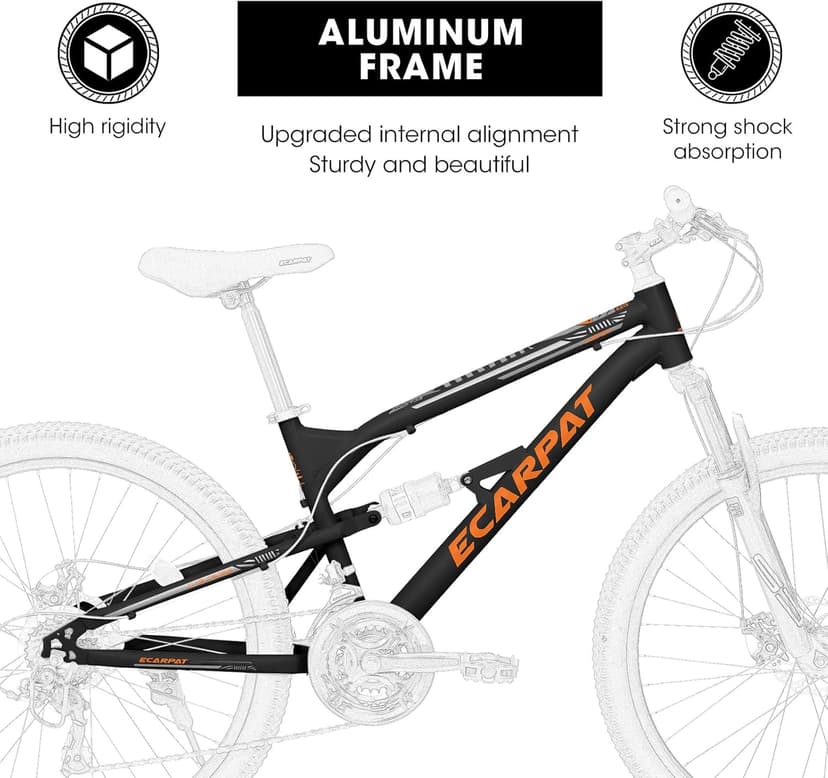 Mountain Bike 24/26/27.5 Inch,Full Suspension, 21-Speed Disc Brake,Carbon Steel Adult Sport Bicycle for Mens Womens