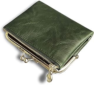 AOXONEL Womens Wallet Small Rfid Ladies Compact Bifold Leather Vintage Coin Purse With Zipper and Kiss Lock