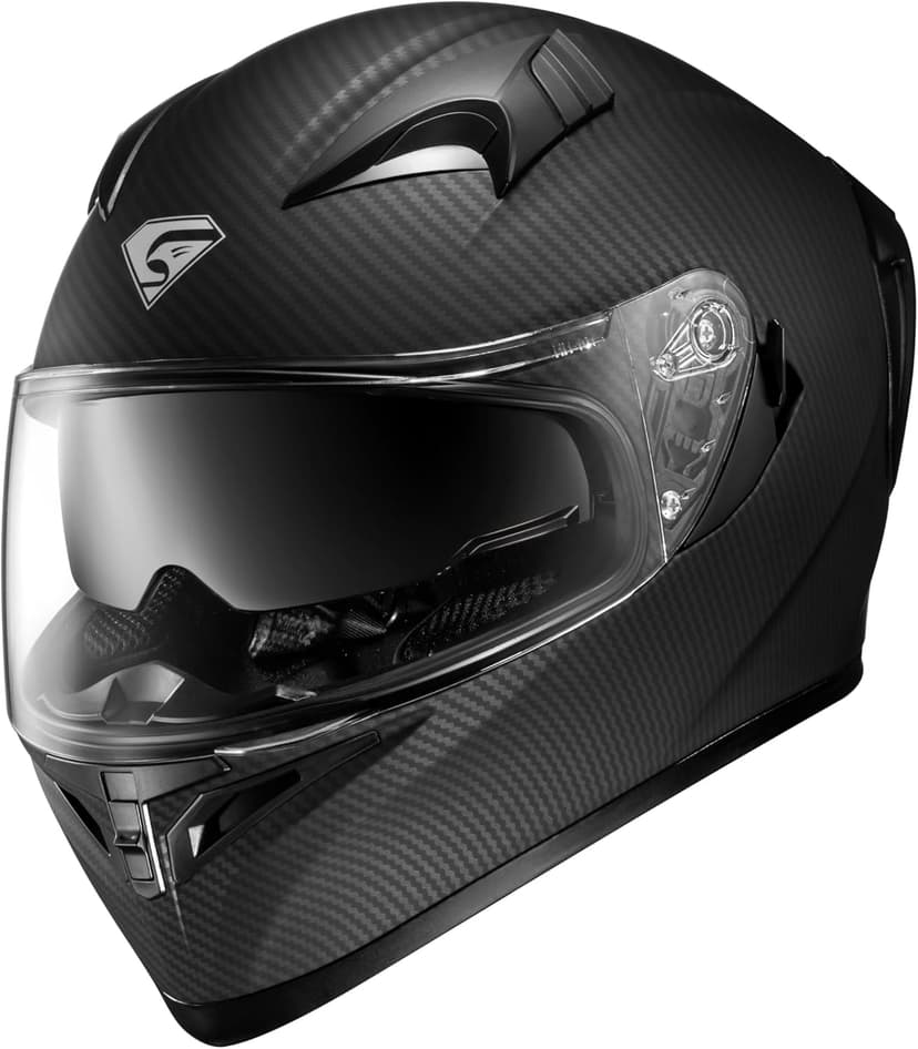 KYPARA Full Face Motorcycle Helmet with Internal Tinted Visor & DOT Approved for Moped ATV Cruiser Scooter (Matt Black, Large)