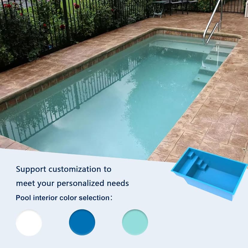 Fiberglass Pool Shells for Inground Pools | Fast Installation, Saltwater & Weather Resistant Rectangular 14ft x 7.4ft x 4.6ft