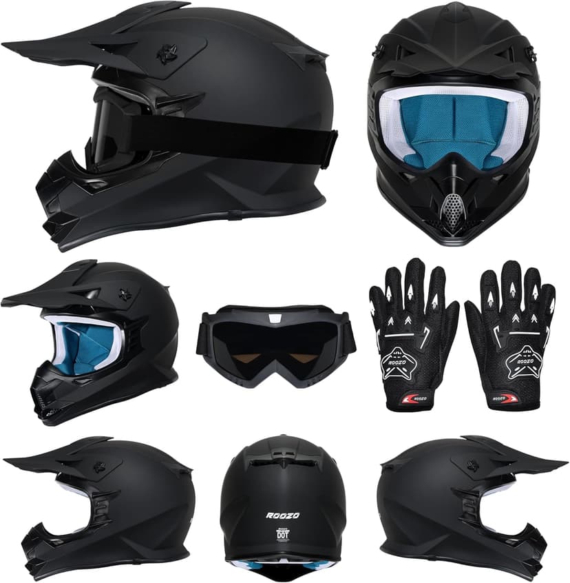 Kids Dirt Bike Helmets Youth ATV Helmet, Kids Motocross Helmet for Off Road, UTV, BMX, Street Riding Motorcycle Helmet with Goggles Gloves, DOT Approved