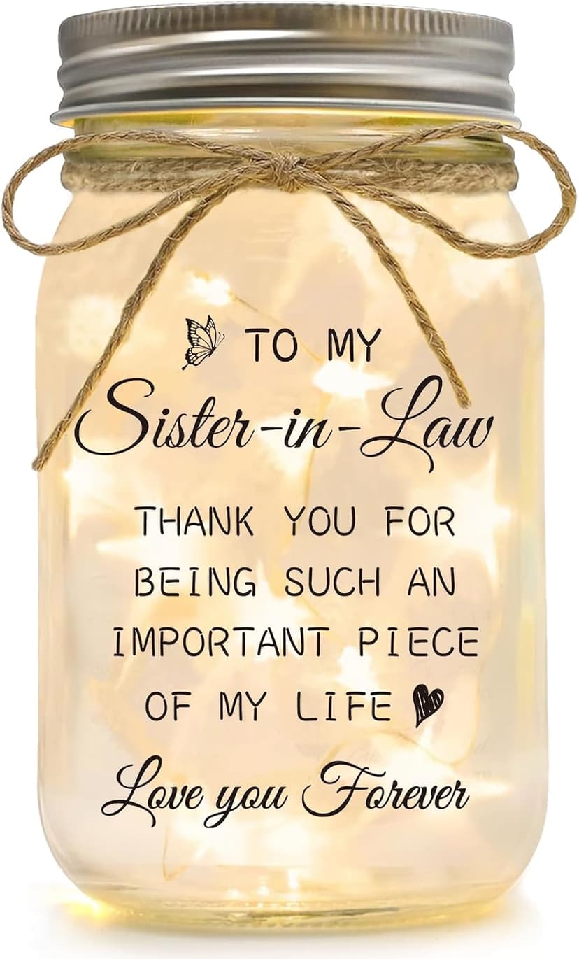 Gifts for Sister in Law Birthday Christmas Mother's Day Wedding Thanksgiving Gifts Sister in Law Gifts, Mason Jar Night Lights B0G92PSR4B