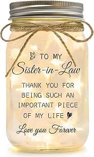 Gifts for Sister in Law Birthday Christmas Mother's Day Wedding Thanksgiving Gifts Sister in Law Gifts, Mason Jar Night Lights B0G92PSR4B