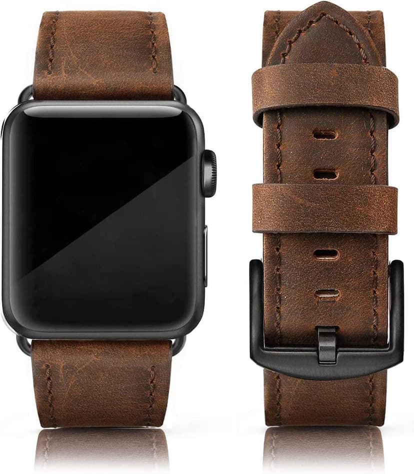 EDIMENS Leather Bands Compatible with Apple Watch 46mm 45mm 44mm 42mm(Series 1 2 3) Band Men Women, Vintage Genuine Leather Wristband Replacement Band Compatible for Apple Watch iwatch Series 10 9 8 7 6 5 4 SE