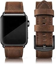 EDIMENS Leather Bands Compatible with Apple Watch 46mm 45mm 44mm 42mm(Series 1 2 3) Band Men Women, Vintage Genuine Leather Wristband Replacement Band Compatible for Apple Watch iwatch Series 10 9 8 7 6 5 4 SE